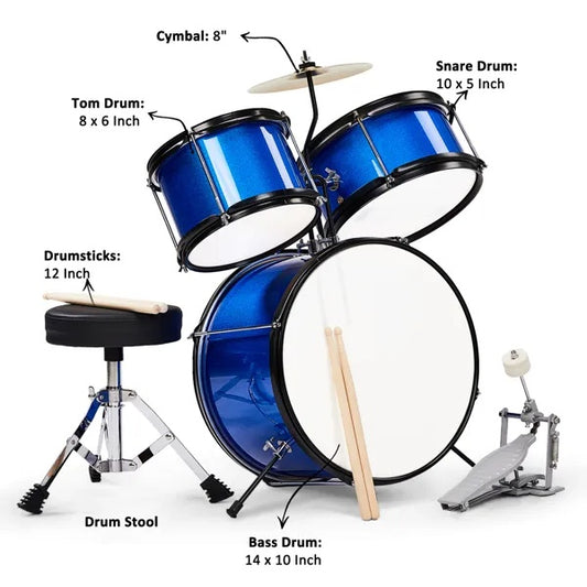 3-Piece Junior Drum Set Kit β Beginner Musical Instrument Toy