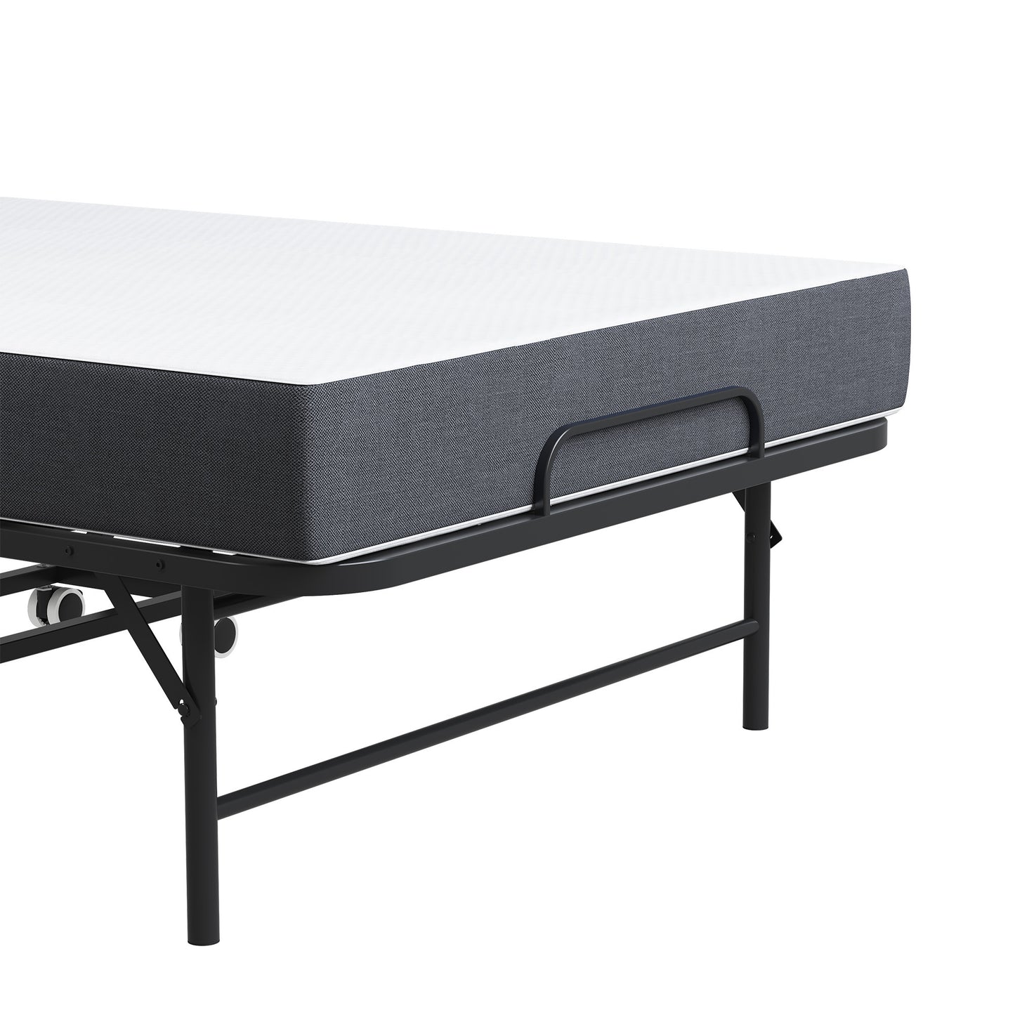 Portable Twin Folding Bed – Rollaway Guest Bed with Memory Foam Mattress & Metal Frame