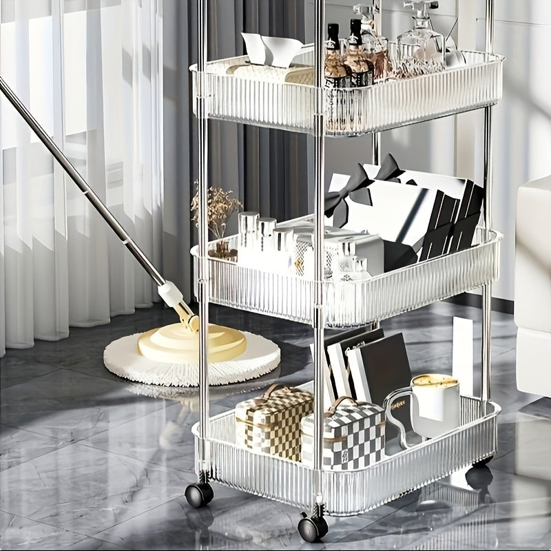 3-Tier Acrylic Cosmetic Storage Cart with Wheels – Portable Vanity Organizer