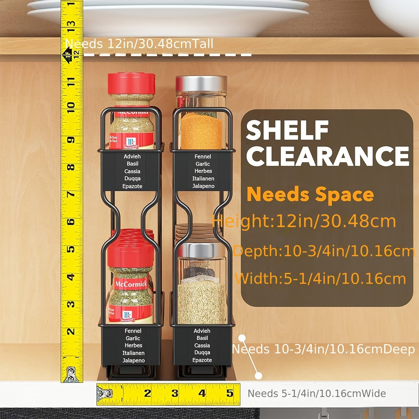 Sliding Rail Spice Rack – Drill-Free Kitchen Organizer for Cabinets