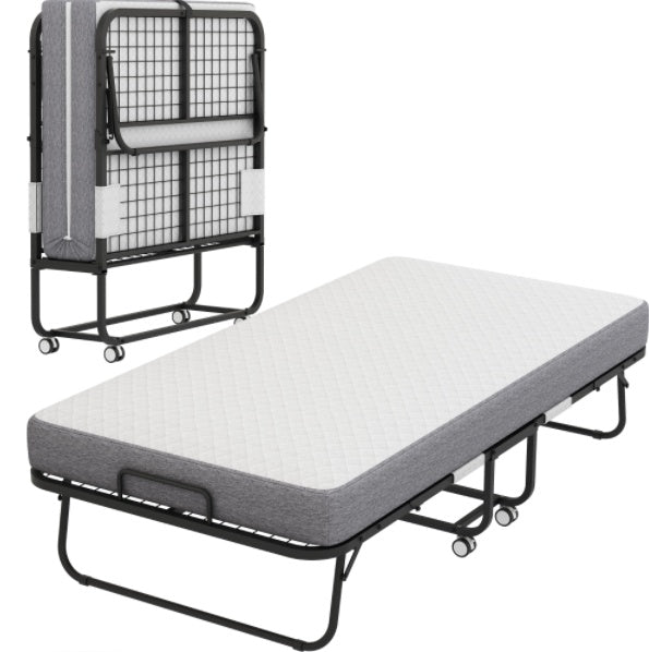 Folding Rollaway Bed with Foam Mattress – Portable Guest Sleeper