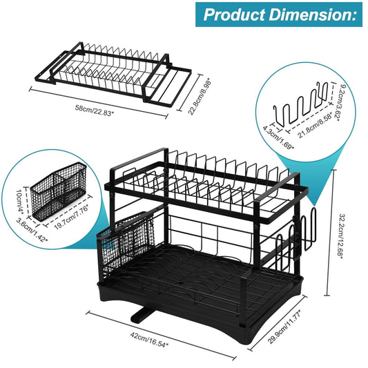2-Piece Kitchen Organizer Set – Pot & Pan Rack + Dish Drying Rack for Compact & Renter-Friendly Homes