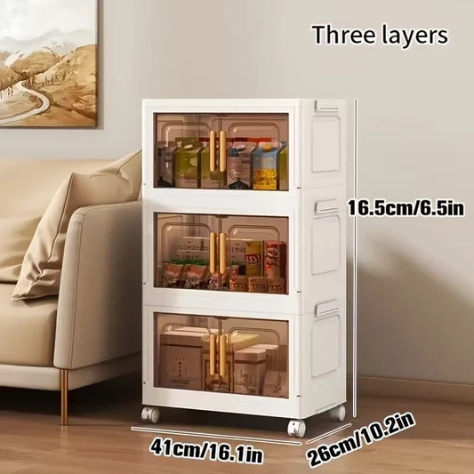Foldable Storage Cabinet with 3 Shelves – Versatile Organizer for Home & Office Use