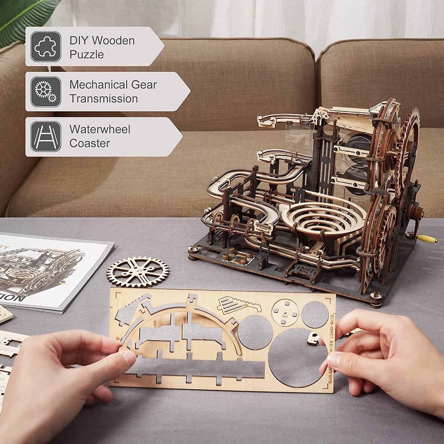 ROKR Marble Night City 3D Wooden Puzzle – DIY Mechanical STEM Kit