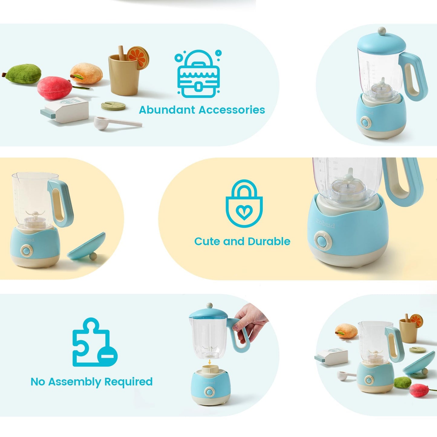 ROBOTIME Wooden Toy Juicer – Pretend Play Kitchen Set for Kids & Toddlers