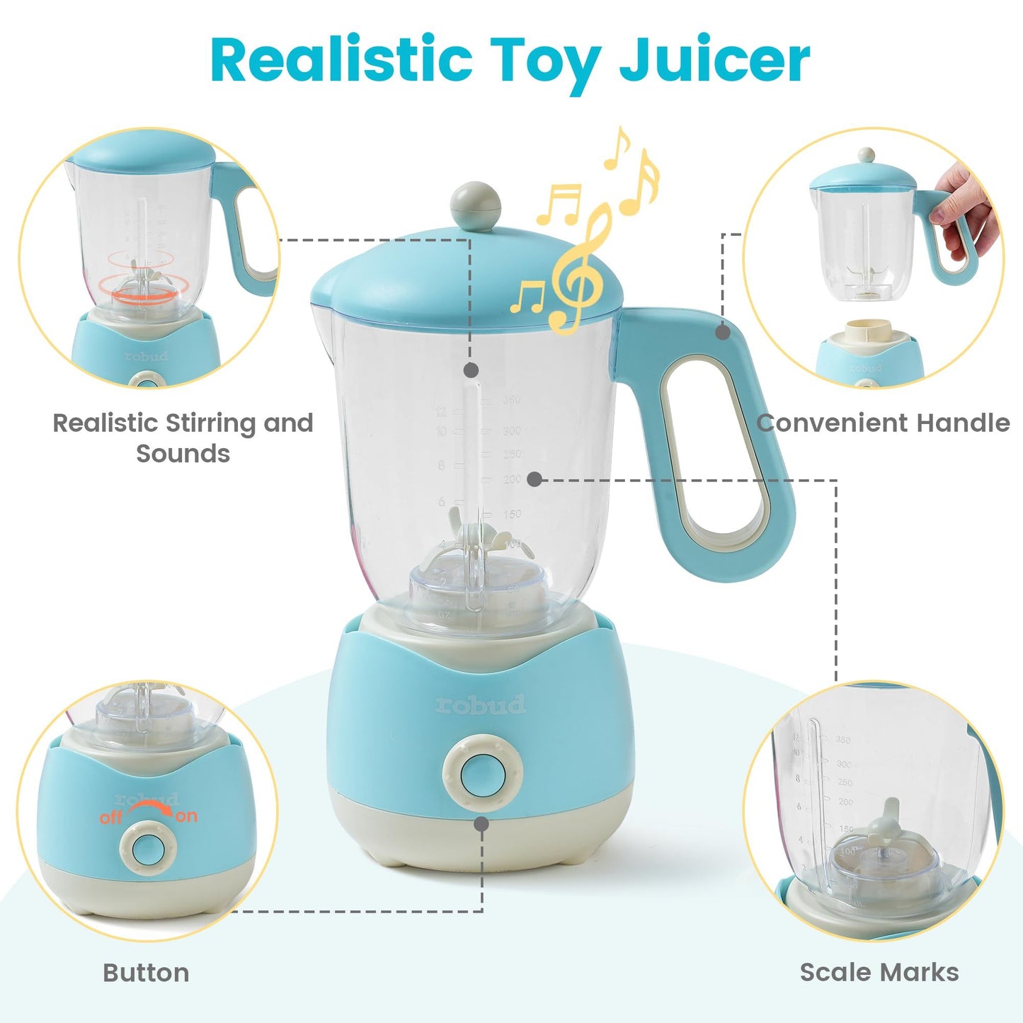 ROBOTIME Wooden Toy Juicer – Pretend Play Kitchen Set for Kids & Toddlers