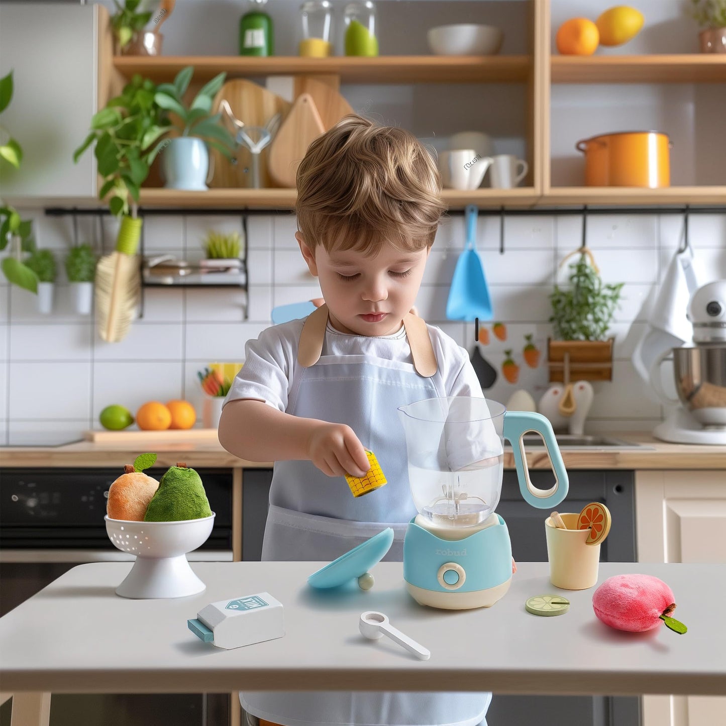 ROBOTIME Wooden Toy Juicer – Pretend Play Kitchen Set for Kids & Toddlers