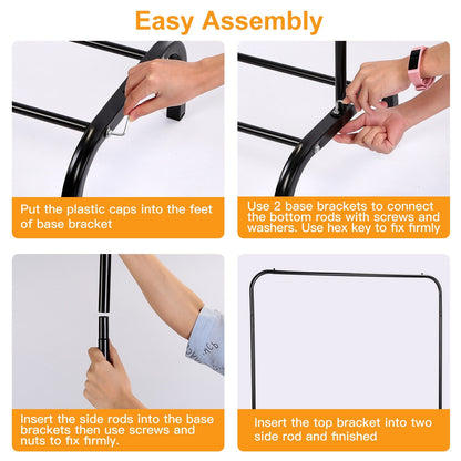 Freestanding Clothes Rack with Bottom Shelf – DIY Heavy Duty 33lbs Garment Organizer for Bedroom, Dorm & Laundry Room