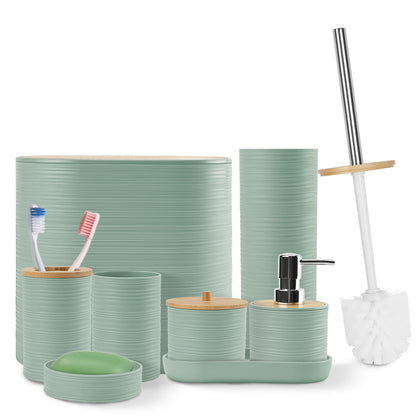 8-Piece Modern Bathroom Accessories Set – Soap Dispenser, Cup & Tray Set