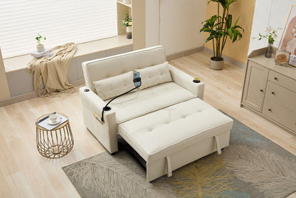 3-in-1 Futon Chair Bed with USB Ports – Compact Convertible Lounger