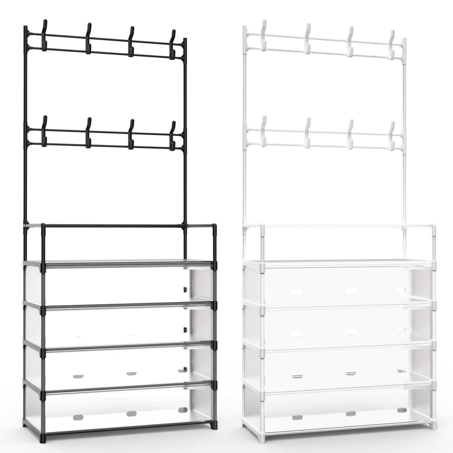 DIY Hall Tree Shoe Rack Organizer – 5-Tier Freestanding Coat Stand with Hooks for Bedroom & Entryway