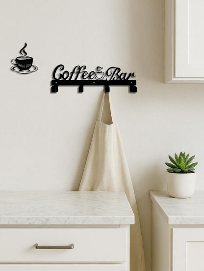Metal Wall-Mounted Mug Rack with Hooks – Coffee Cup Holder for Kitchen Wall Decor