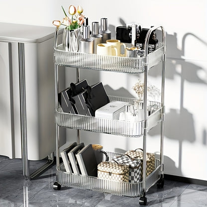 3-Tier Acrylic Cosmetic Storage Cart with Wheels – Portable Vanity Organizer