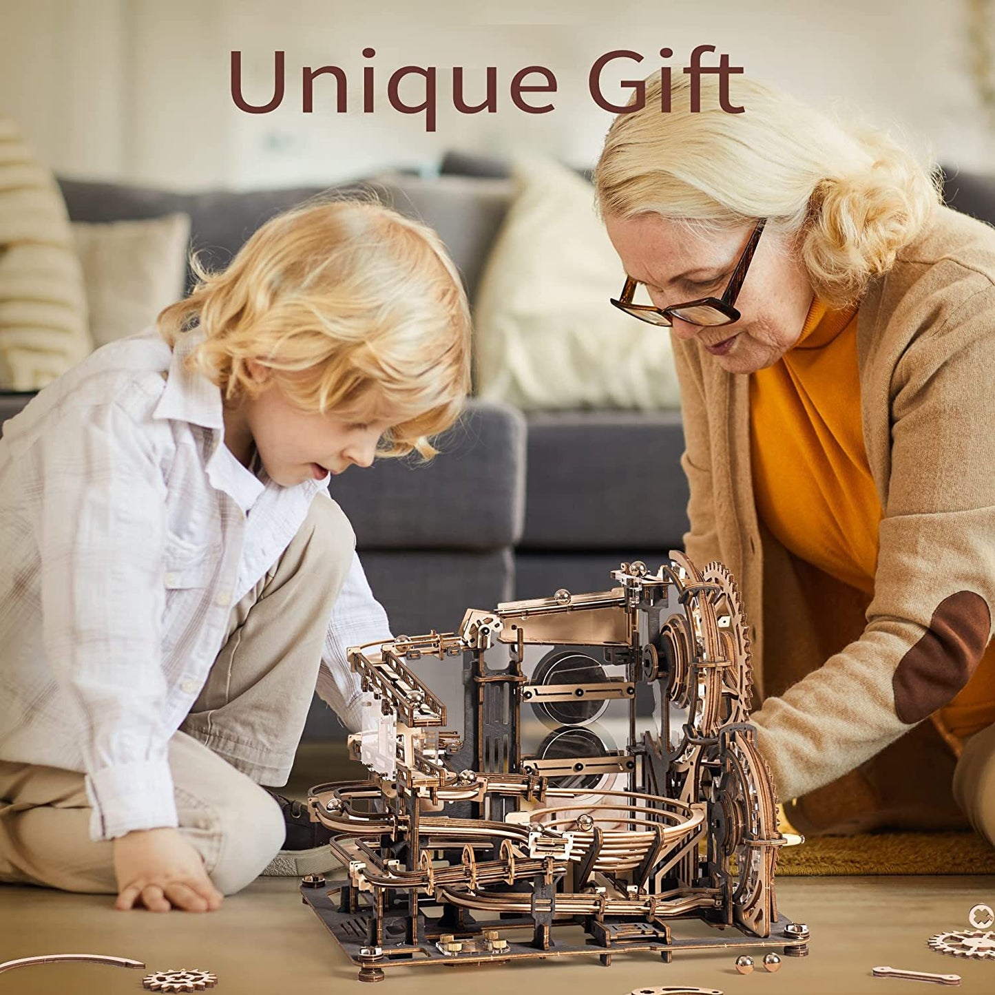 ROKR Marble Night City 3D Wooden Puzzle – DIY Mechanical STEM Kit