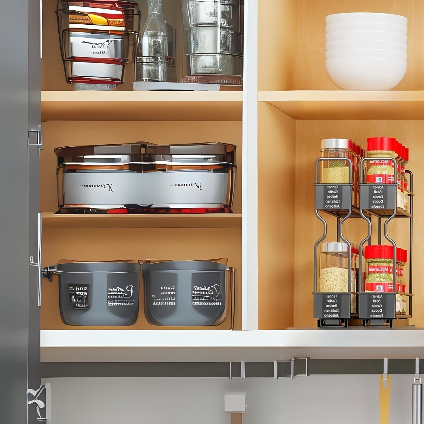Sliding Rail Spice Rack – Drill-Free Kitchen Organizer for Cabinets