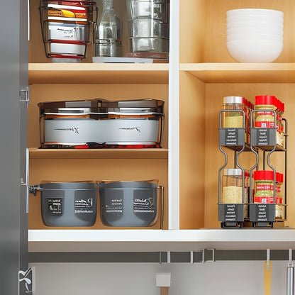 Sliding Rail Spice Rack – Drill-Free Kitchen Organizer for Cabinets