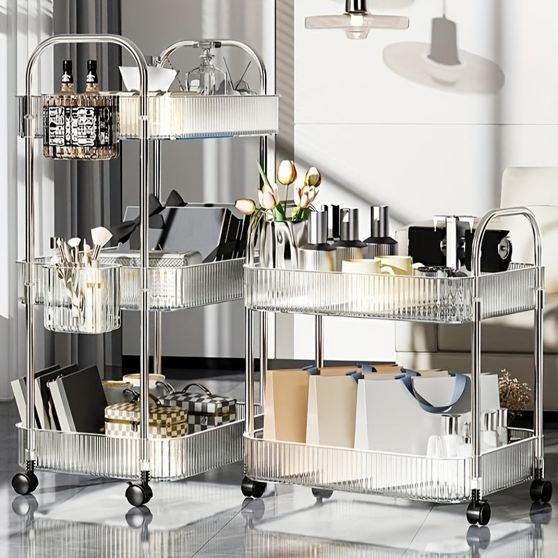3-Tier Acrylic Cosmetic Storage Cart with Wheels – Portable Vanity Organizer