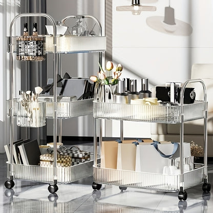 3-Tier Acrylic Cosmetic Storage Cart with Wheels – Portable Vanity Organizer