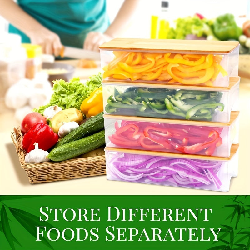 Bamboo Cutting Board with Drawer – Includes 4 Trays, Lids & Vegetable Peeler Set