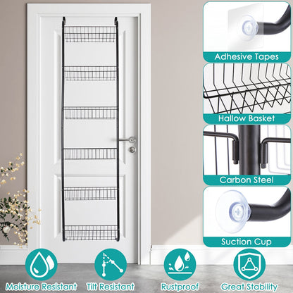 6-Tier Over-the-Door Pantry Organizer with Adjustable Hooks