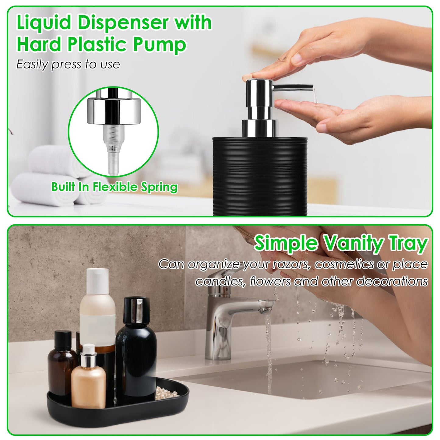 8-Piece Modern Bathroom Accessories Set – Soap Dispenser, Cup & Tray Set
