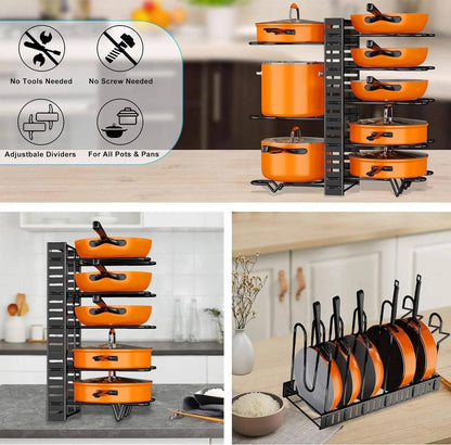 2-Piece Kitchen Organizer Set – Pot & Pan Rack + Dish Drying Rack for Compact & Renter-Friendly Homes