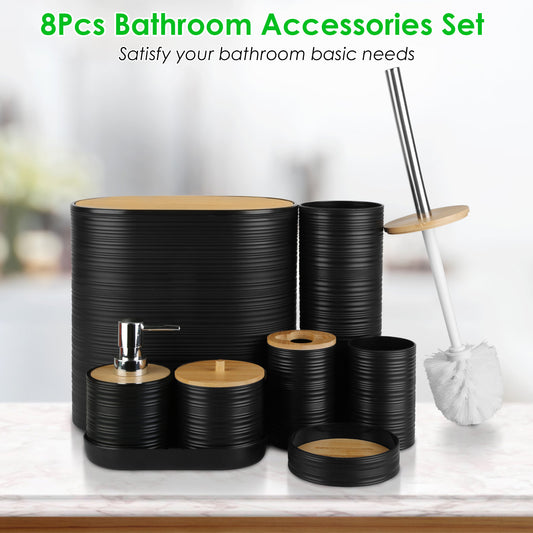 8-Piece Modern Bathroom Accessories Set – Soap Dispenser, Cup & Tray Set