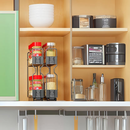 Sliding Rail Spice Rack – Drill-Free Kitchen Organizer for Cabinets