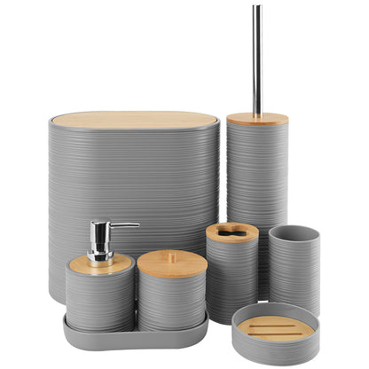 8-Piece Modern Bathroom Accessories Set – Soap Dispenser, Cup & Tray Set