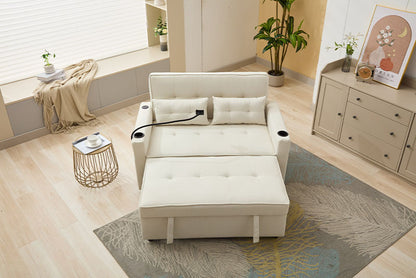 3-in-1 Futon Chair Bed with USB Ports – Compact Convertible Lounger