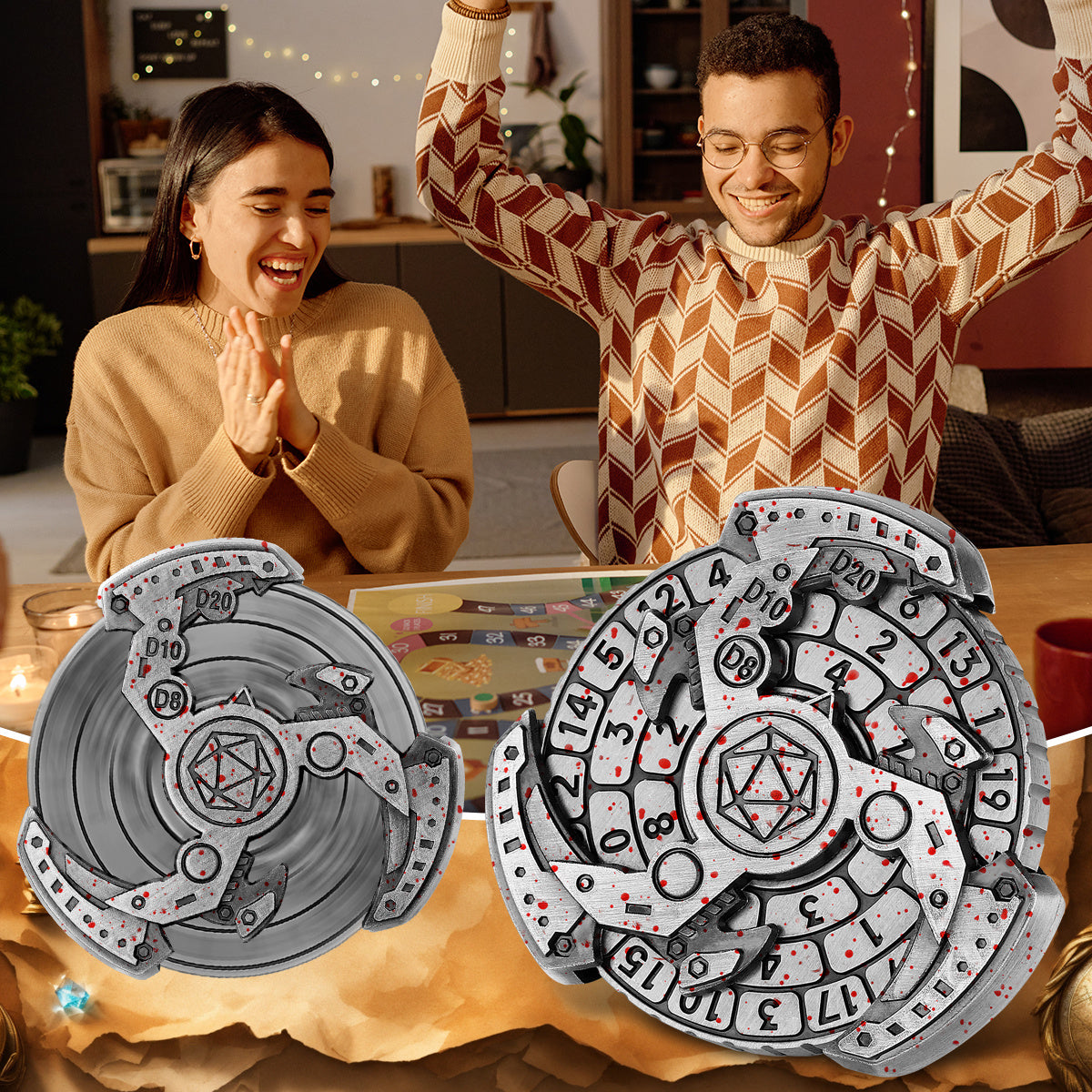 Wind & Fire DND Dice Wheel – Retro Metal Spinner Dice Set with Compass Design for Tabletop RPG & Gifts