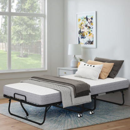 Folding Rollaway Bed with Foam Mattress – Portable Guest Sleeper