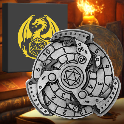 Wind & Fire DND Dice Wheel – Retro Metal Spinner Dice Set with Compass Design for Tabletop RPG & Gifts