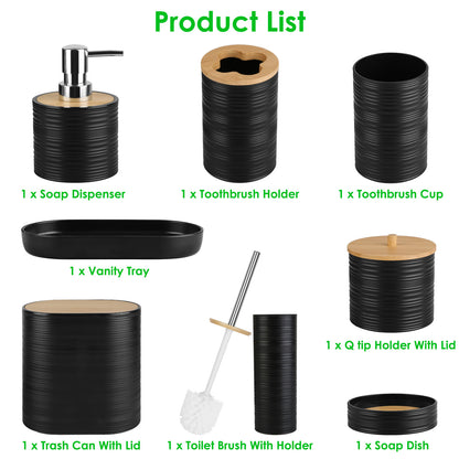 8-Piece Modern Bathroom Accessories Set – Soap Dispenser, Cup & Tray Set