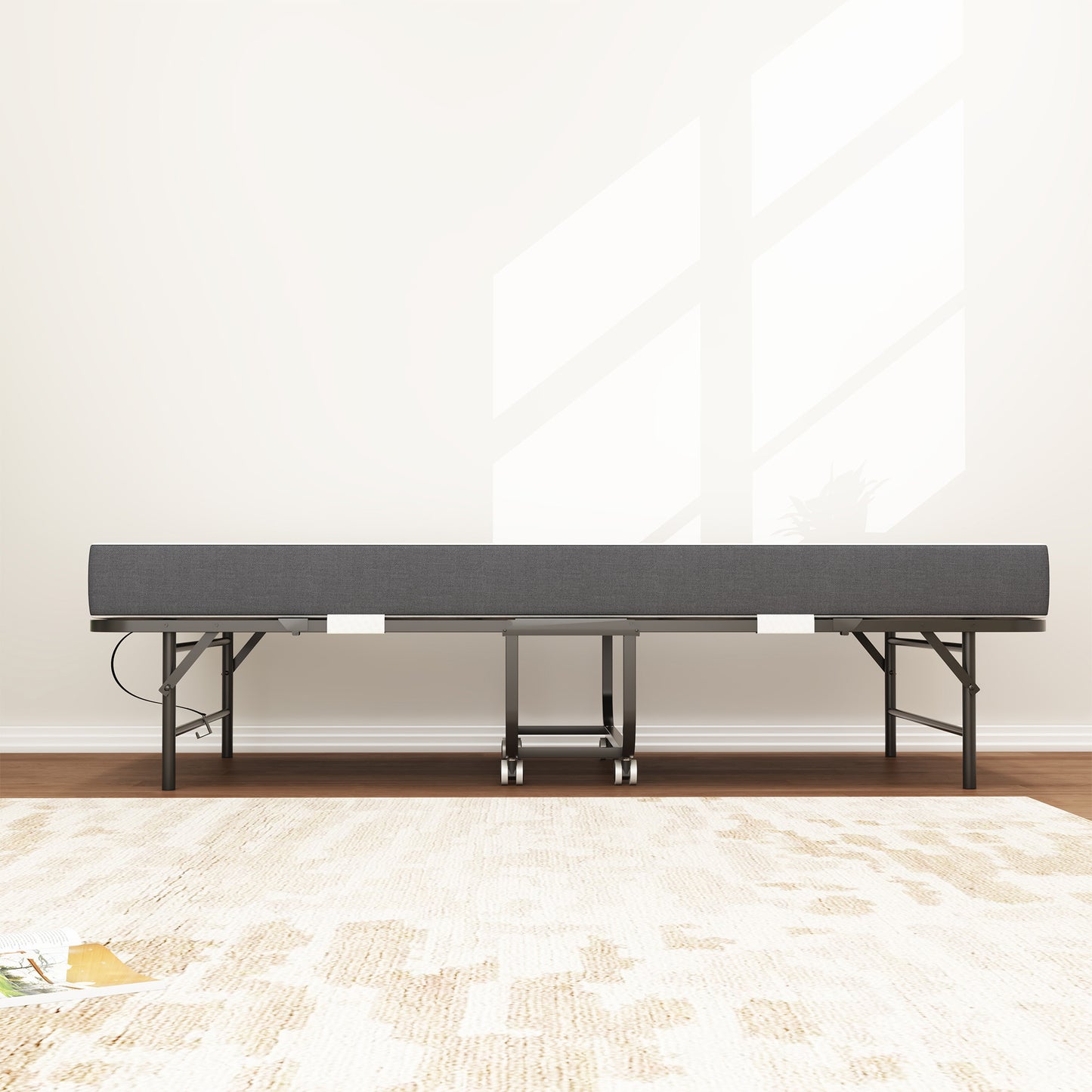 Portable Twin Folding Bed – Rollaway Guest Bed with Memory Foam Mattress & Metal Frame