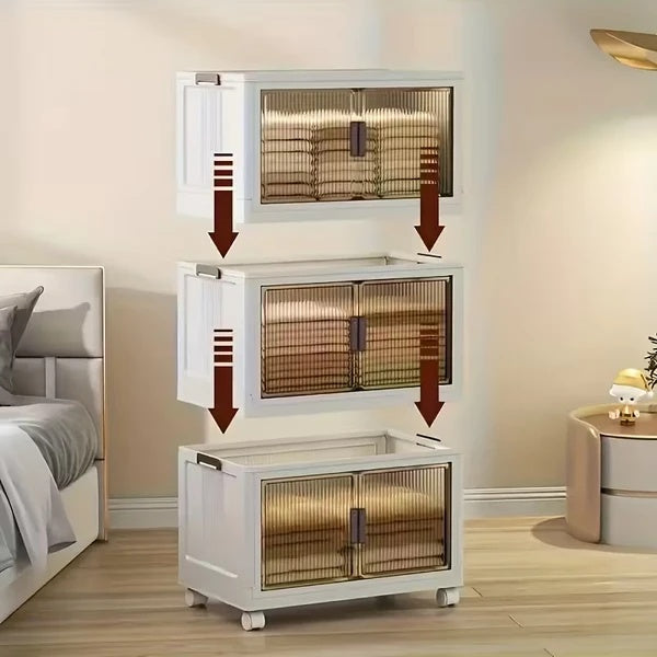 Foldable Storage Cabinet with 3 Shelves – Versatile Organizer for Home & Office Use