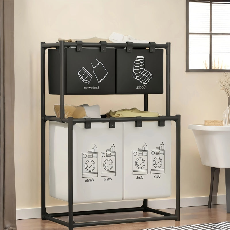 Double-Layer Laundry Basket with Lid – Foldable Clothes Hamper