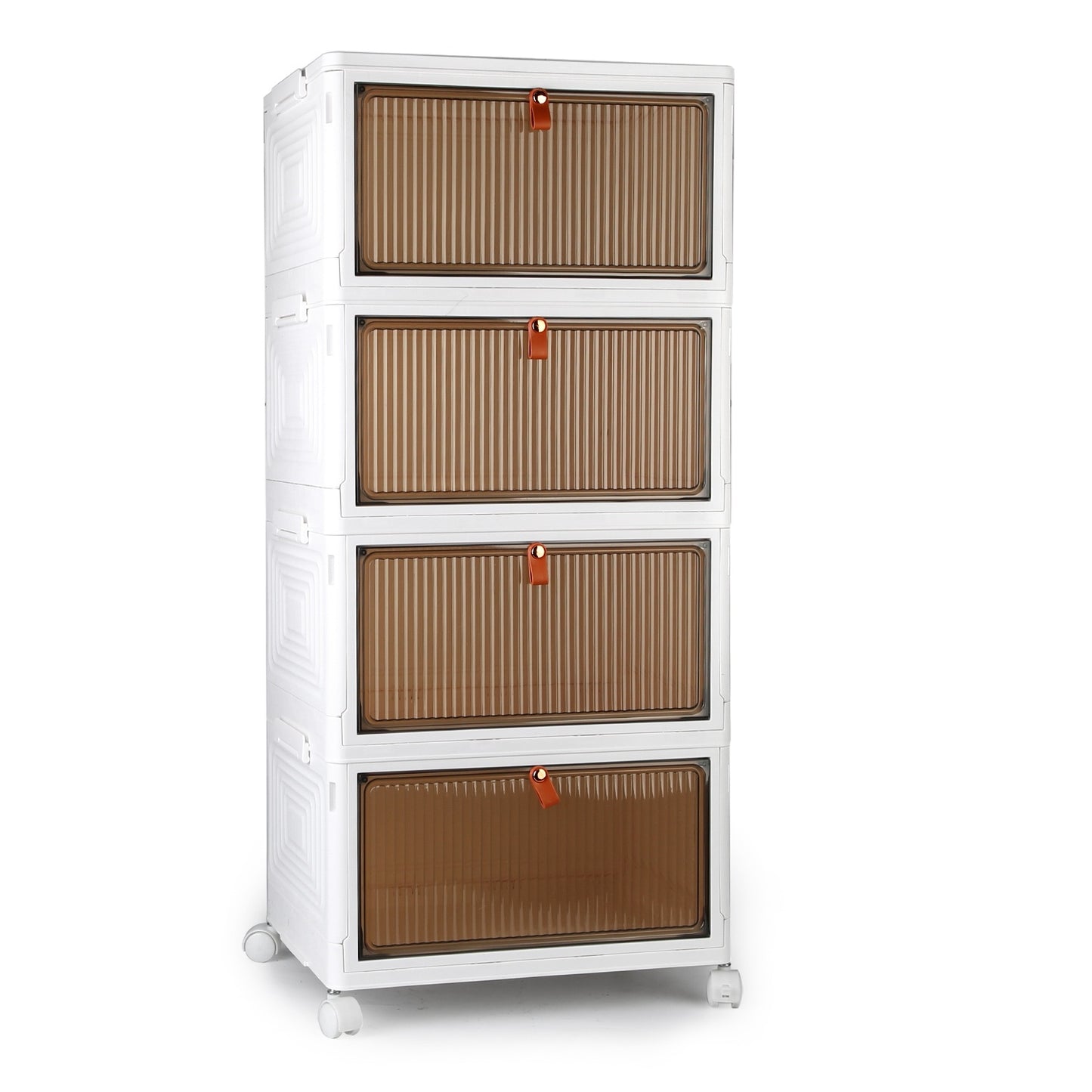4-Piece Foldable Storage Bins with Wheels & Magnetic Door Design