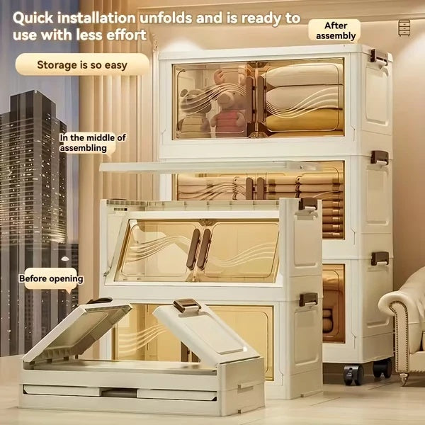 Foldable Storage Cabinet with 3 Shelves – Versatile Organizer for Home & Office Use