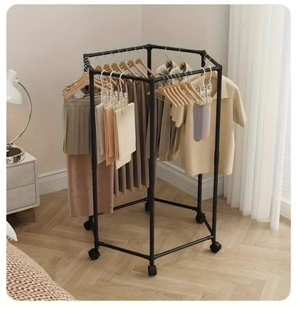 Space-Saving Hexagonal Metal Clothes Hanger – Multi-Arm Foldable Organizer.
