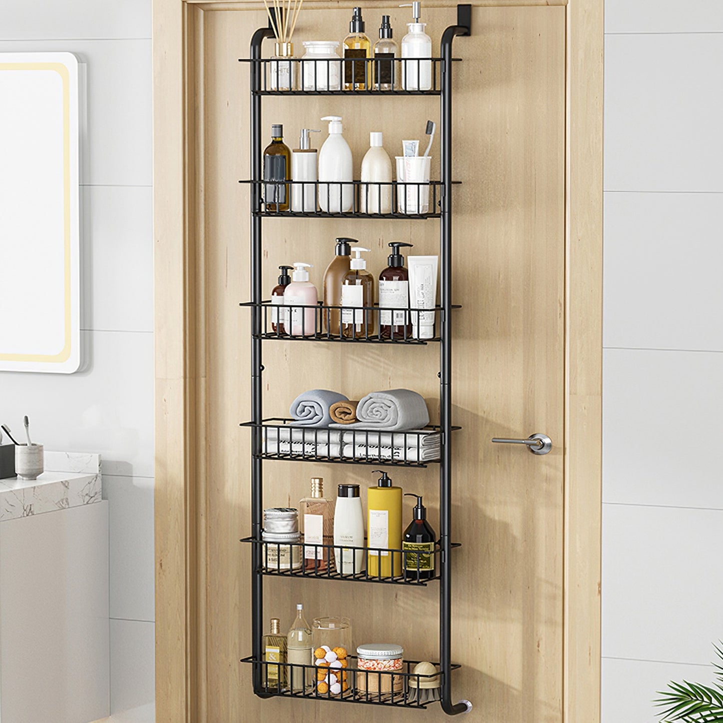 6-Tier Over-the-Door Pantry Organizer with Adjustable Hooks