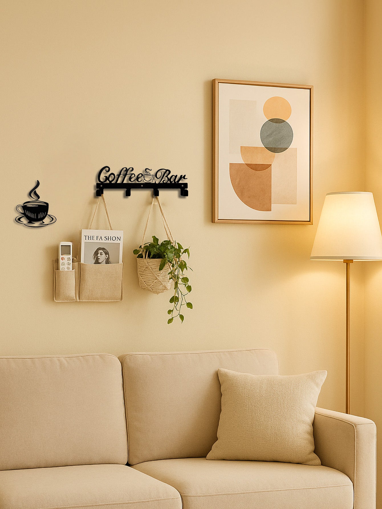 Metal Wall-Mounted Mug Rack with Hooks – Coffee Cup Holder for Kitchen Wall Decor