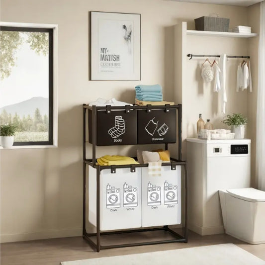 Double-Layer Laundry Basket with Lid – Foldable Clothes Hamper