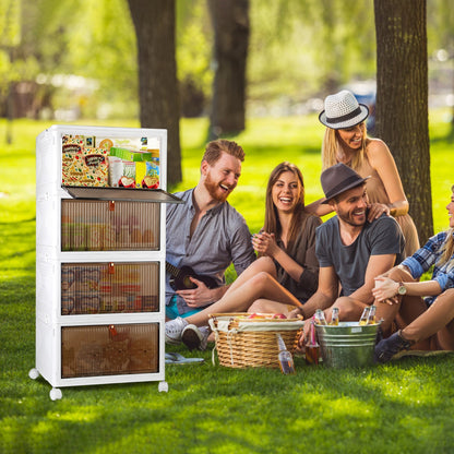 4-Piece Foldable Storage Bins with Wheels & Magnetic Door Design