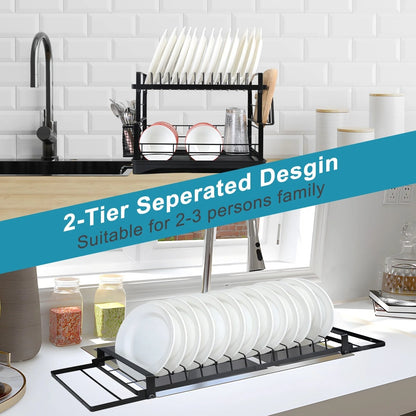 2-Piece Kitchen Organizer Set – Pot & Pan Rack + Dish Drying Rack for Compact & Renter-Friendly Homes