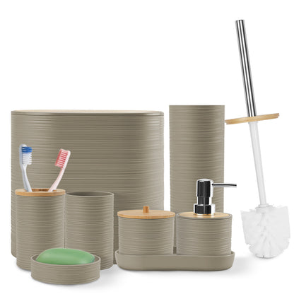 8-Piece Modern Bathroom Accessories Set – Soap Dispenser, Cup & Tray Set