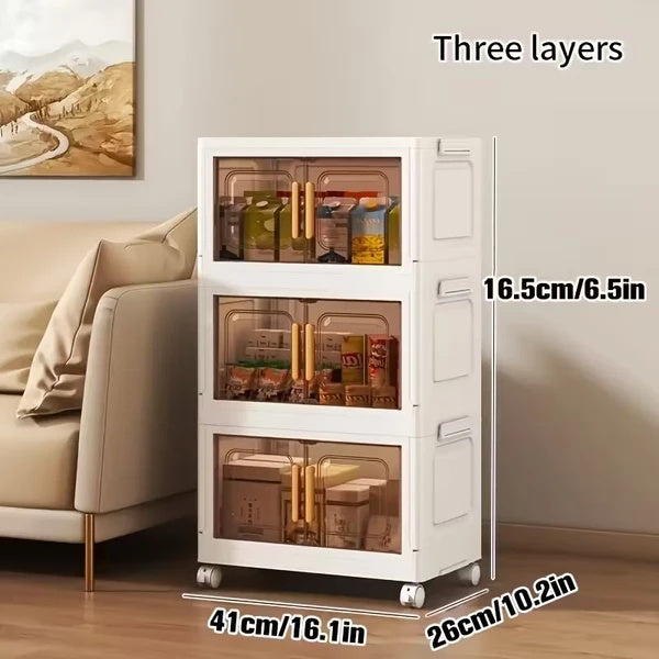 Foldable Storage Cabinet with 3 Shelves – Versatile Organizer for Home & Office Use