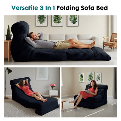 Portable Folding Sofa Bed – Convertible Sleeper Chair with Back Support & Foldable Floor Couch